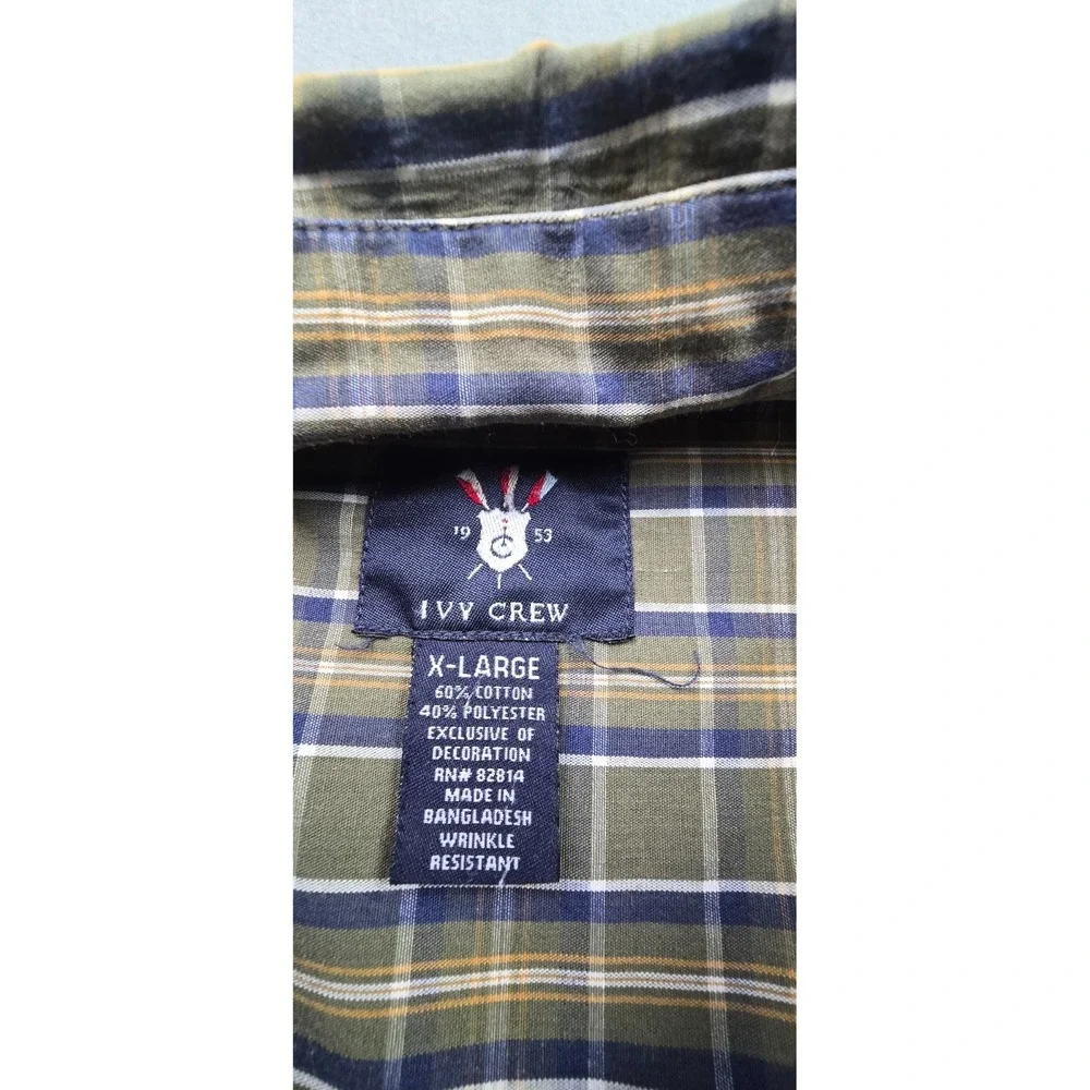 Ivy Crew Mens‎ XL Long Sleeve Button Down Green Check Shirt